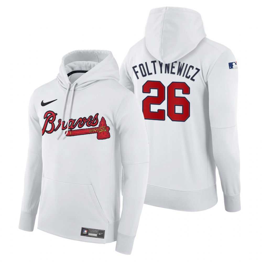 Men Atlanta Braves 26 Foltynewicz white home hoodie 2021 MLB Nike Jerseys